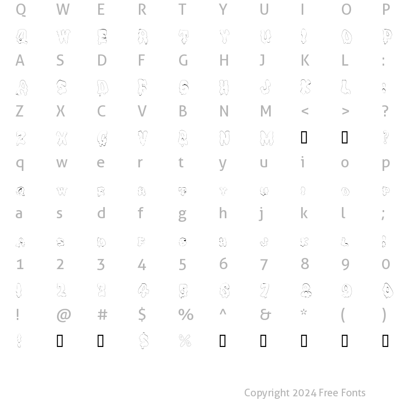 Character Map of DrippingGooOutline Regular