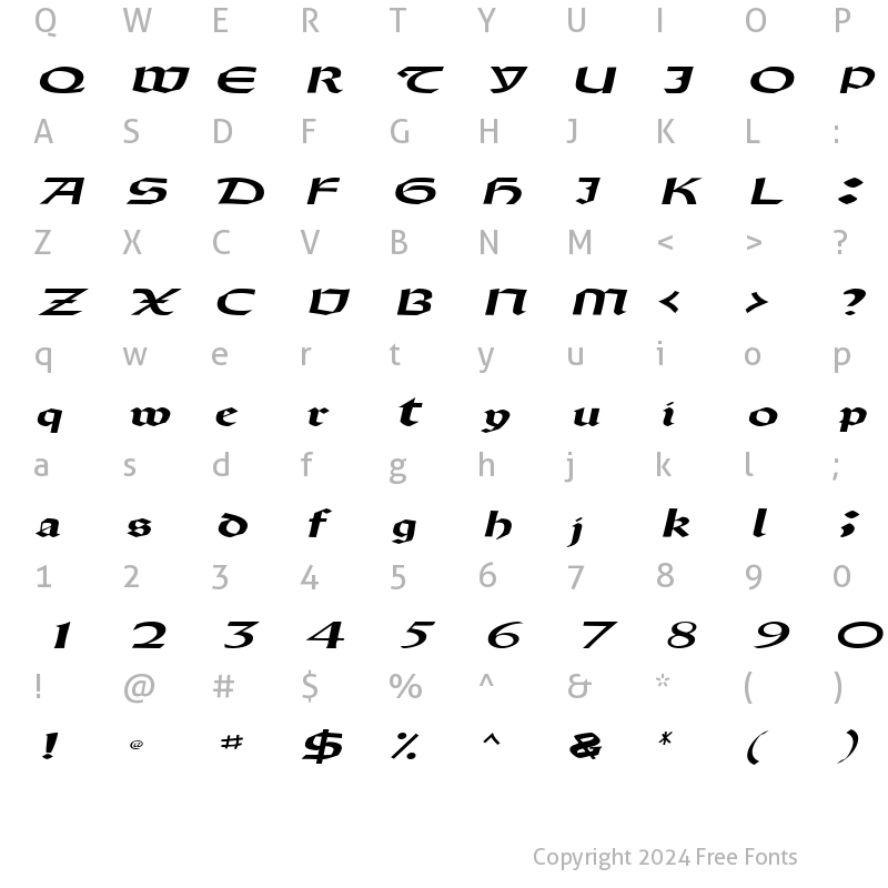 Character Map of DriscollSSK BoldItalic