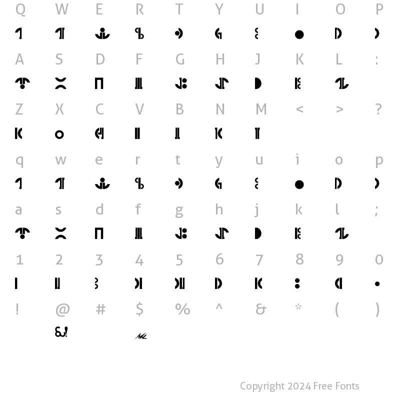 Character Map of Droid Bold