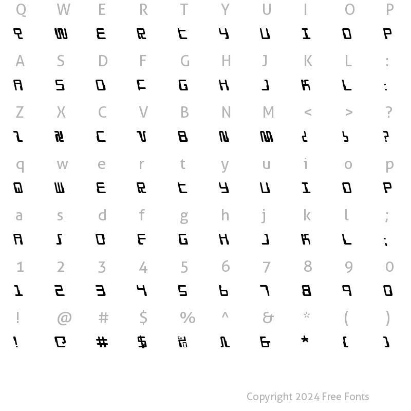 Character Map of Droid Lover Leftalic Regular