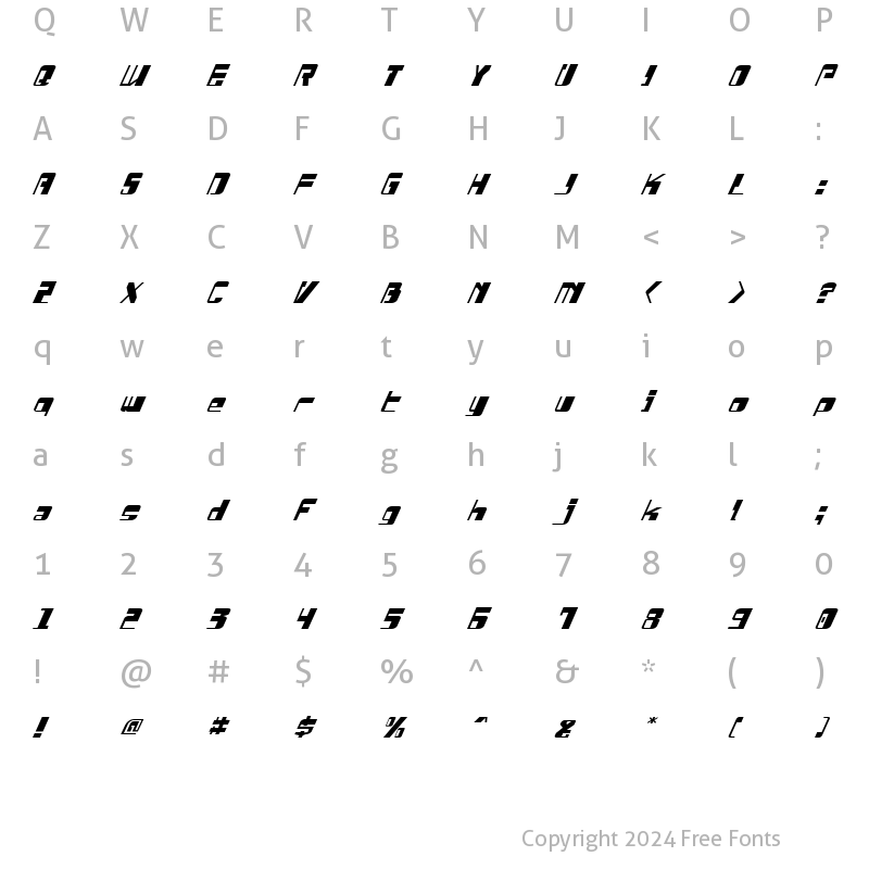 Character Map of Drosselmeyer Italic Italic