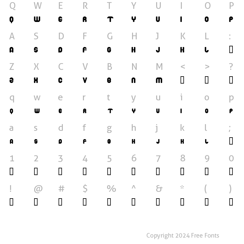 Character Map of Drowning Monkey Regular