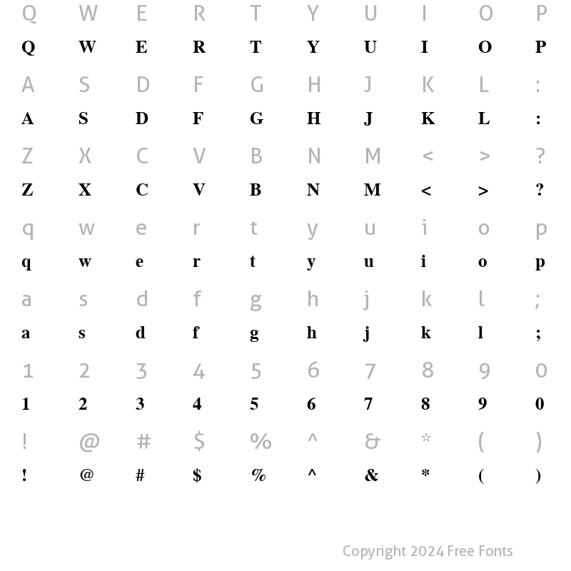 Character Map of Drugulin CLM Bold