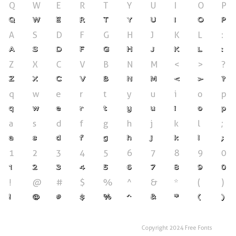 Character Map of Drummon 3D Regular