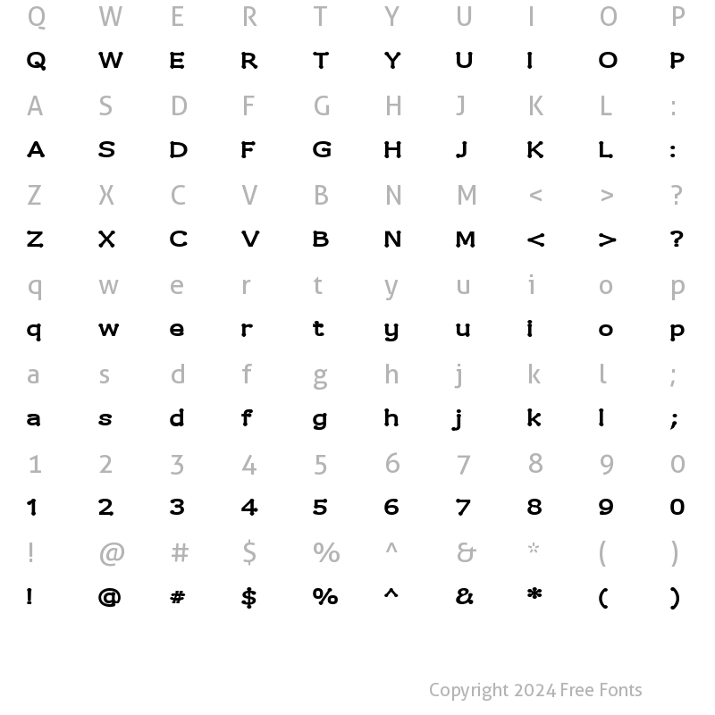 Character Map of Drummon Bold