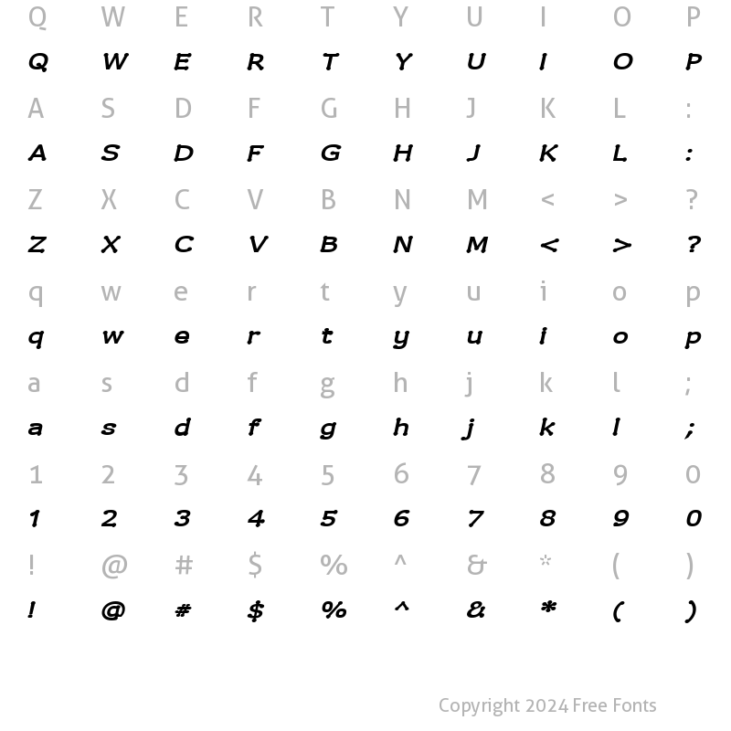 Character Map of Drummon Bold Italic