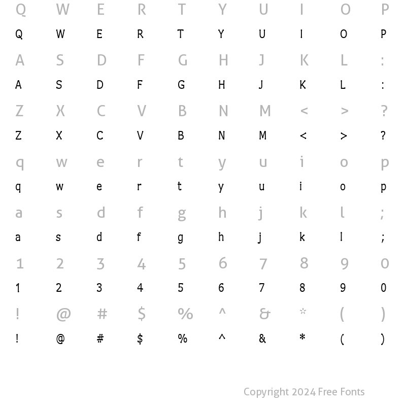 Character Map of Drummon Narrow Regular