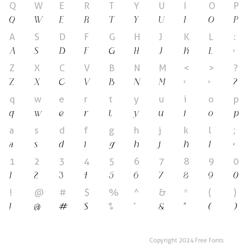 Character Map of Druther Regular