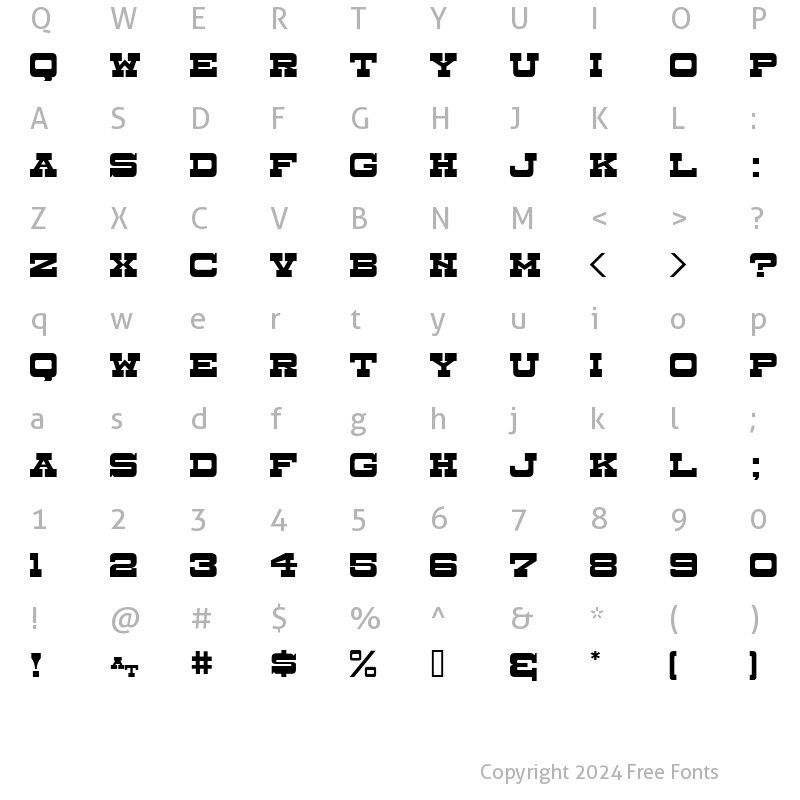 Character Map of Dry Goods JL Regular