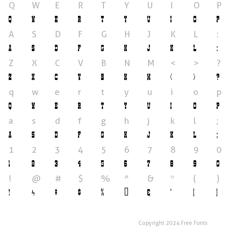 Character Map of Dry Goods Narrow JL Regular