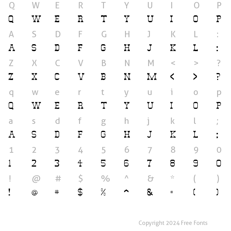 Character Map of DryGulchFLF Regular