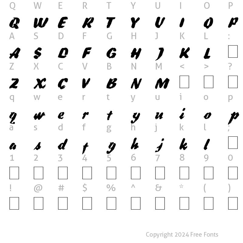 Character Map of DS BroadBrush Regular