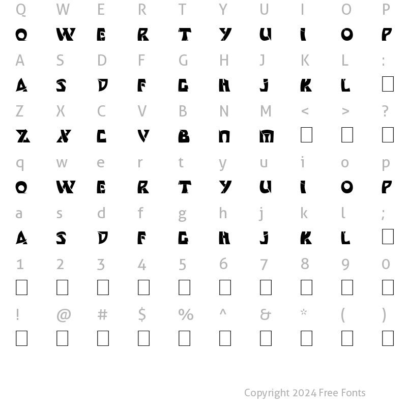 Character Map of DS Comedy Cyr Bold