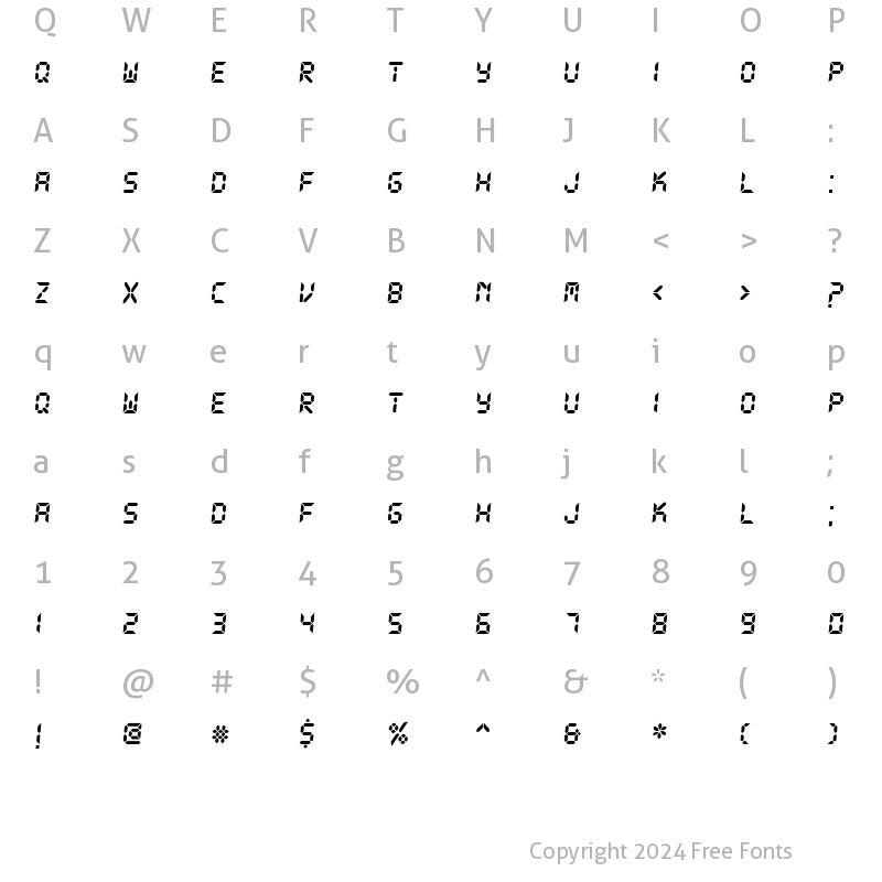 Character Map of DS-Digital Bold Italic