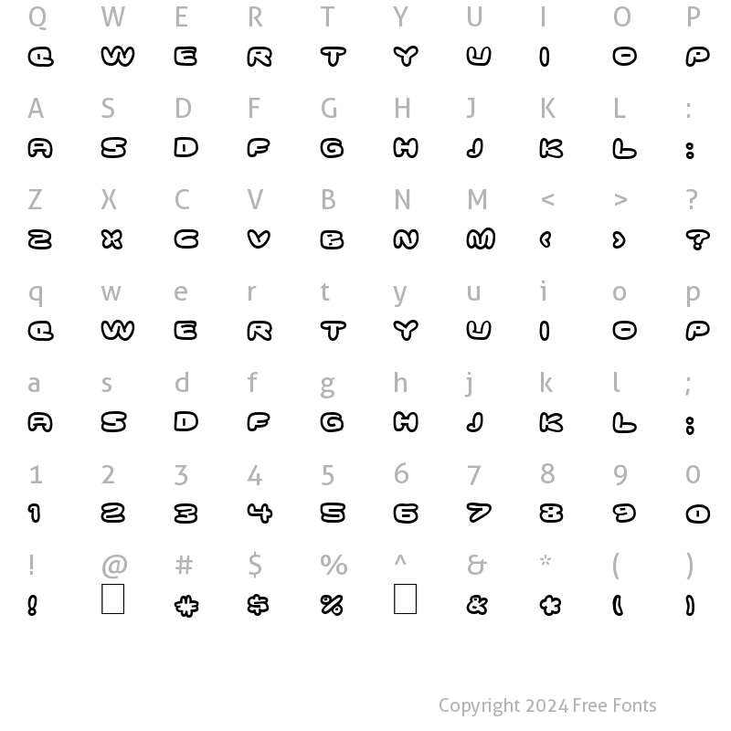 Character Map of DS Down Cyr Regular