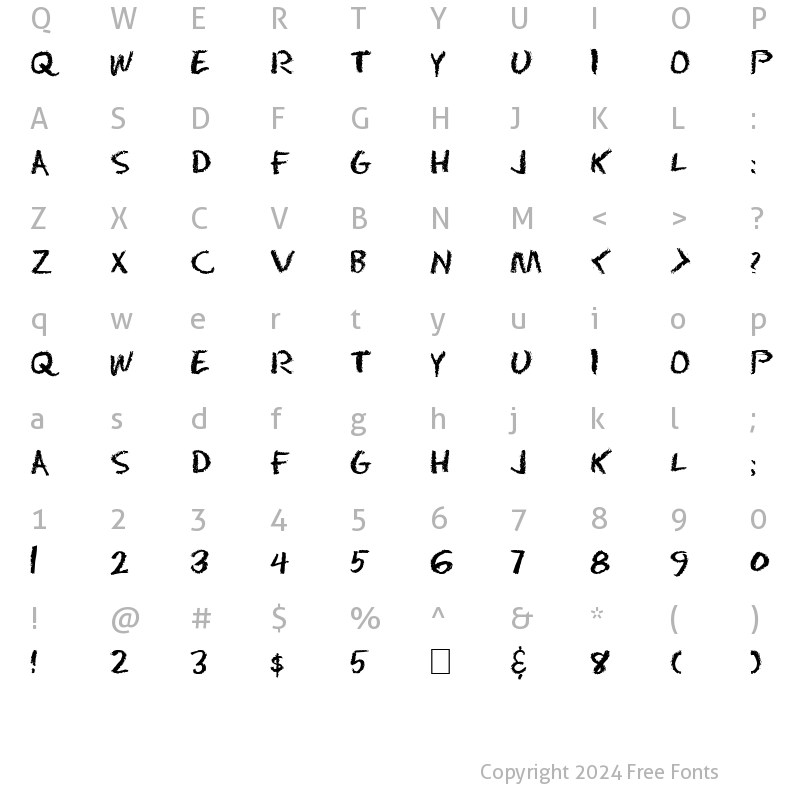 Character Map of DS Eraser Cyr Regular