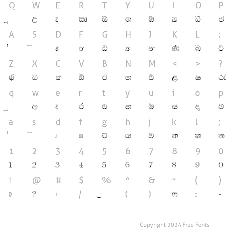 Character Map of DS-Hansika. Fill Plain.