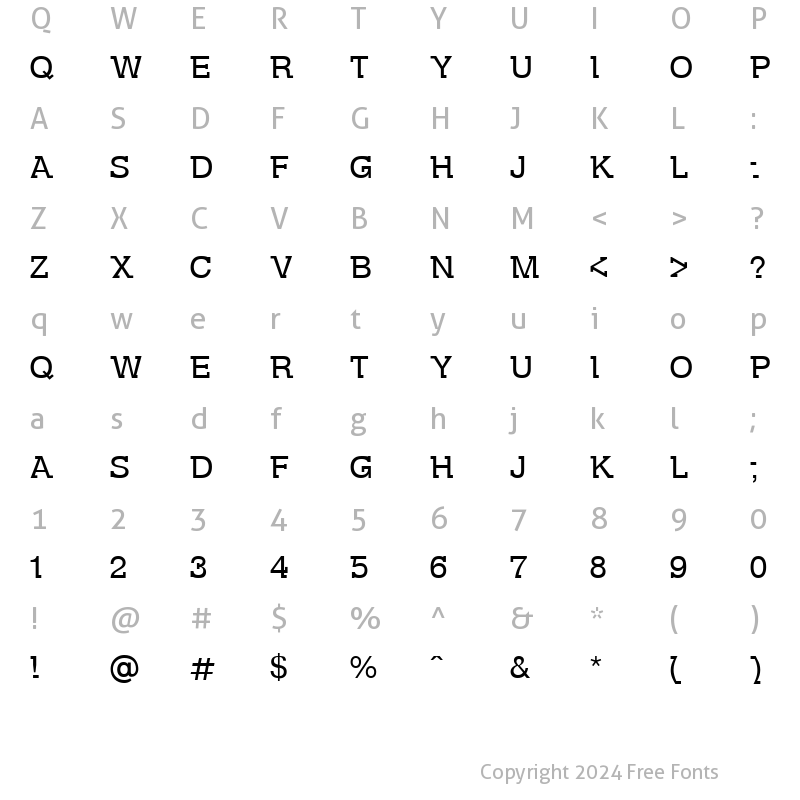 Character Map of DS Kolovrat Regular