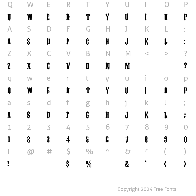 Character Map of DS Kork Regular