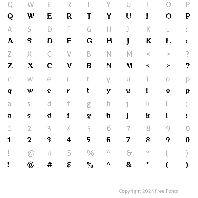 Character Map of DS Mechanical Regular