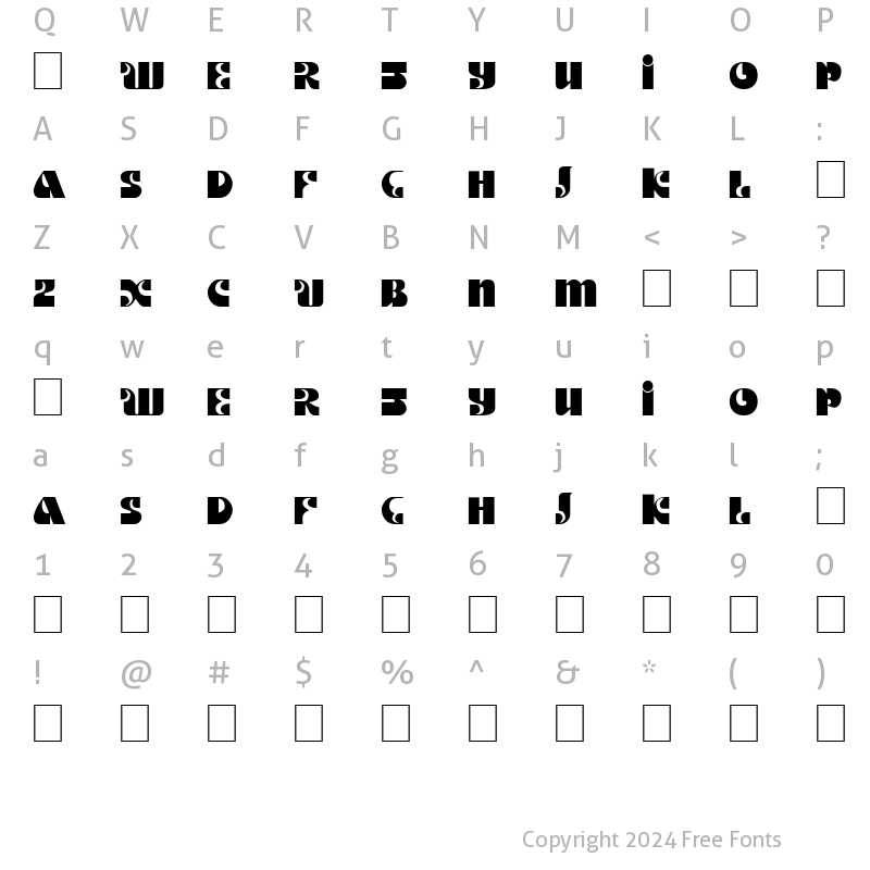 Character Map of DS Motter Style Regular