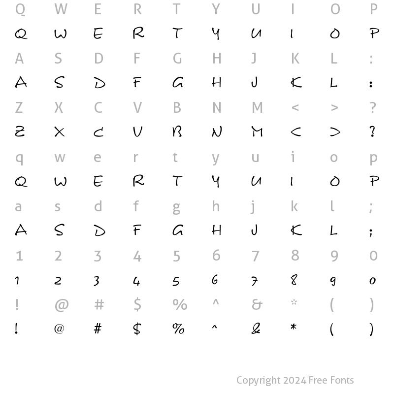 Character Map of DS Note Regular