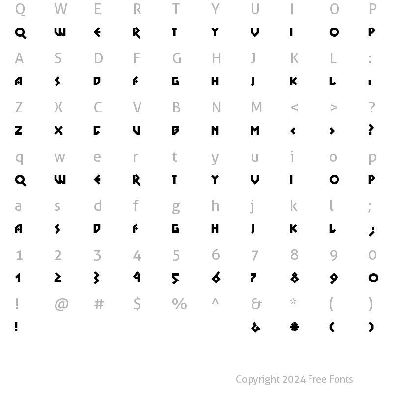 Character Map of DS Nova Black