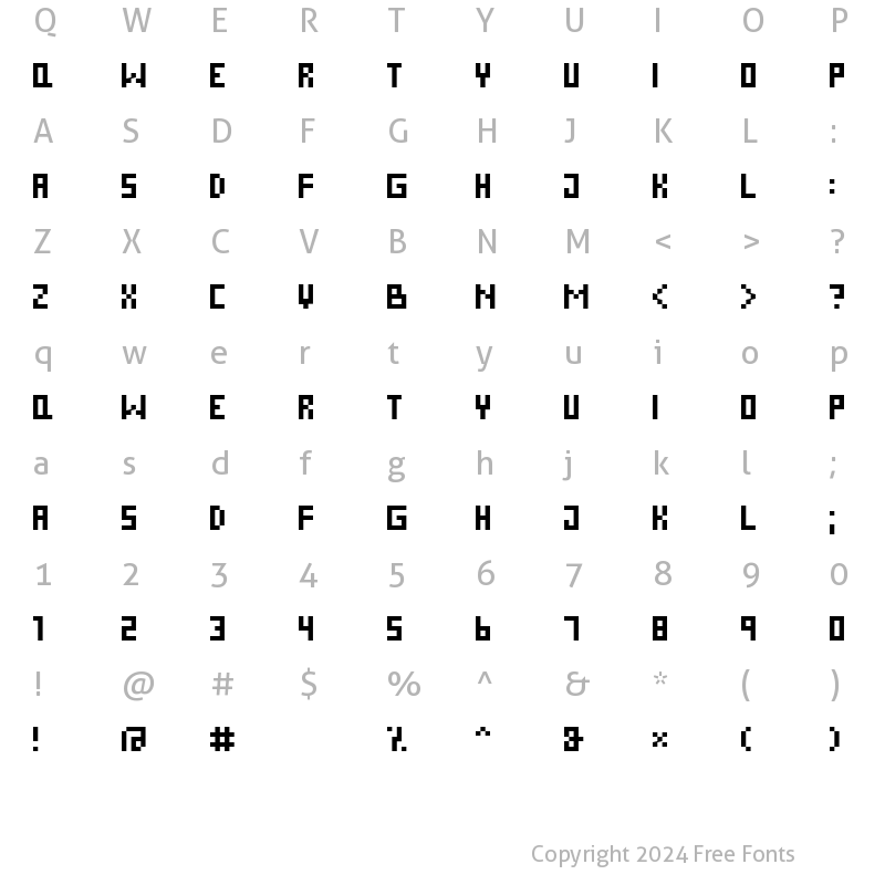 Character Map of DS Pixel Cyr Regular