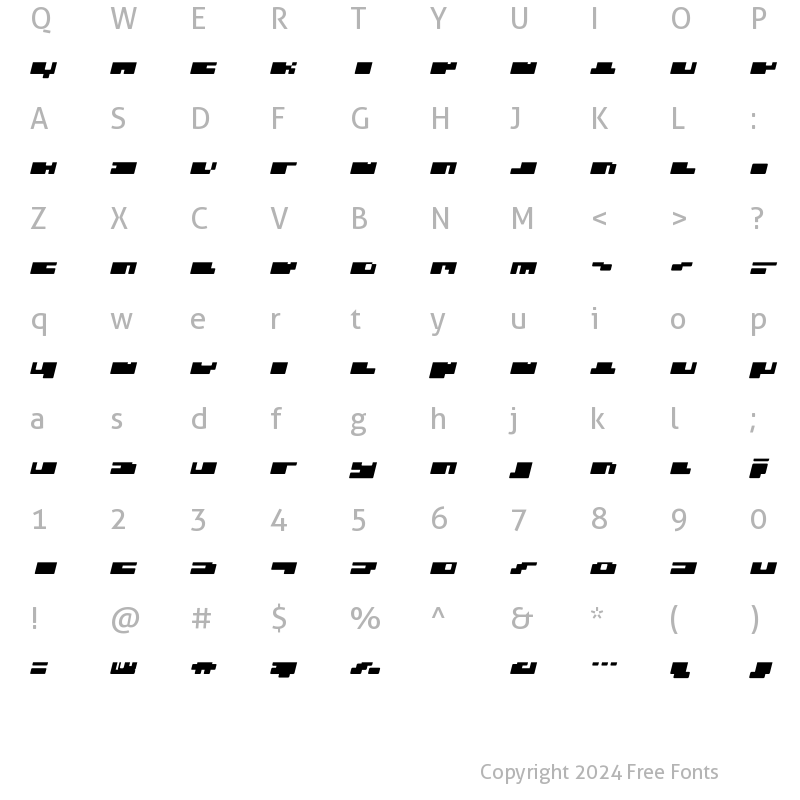 Character Map of DS PTRLDizel05Plus Regular