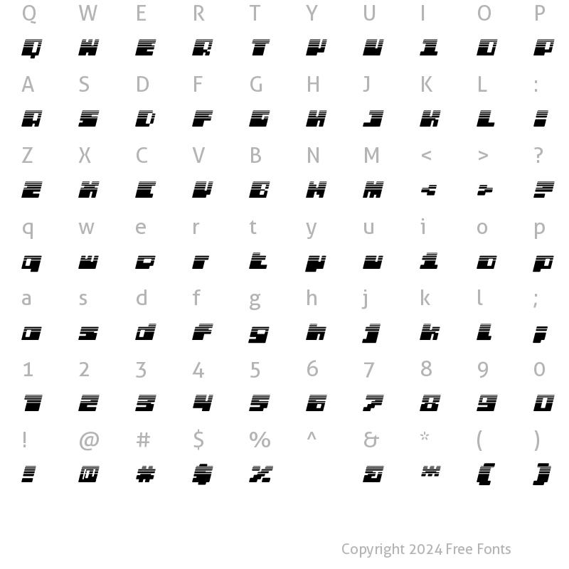 Character Map of DS PTRLDizelPlus Regular