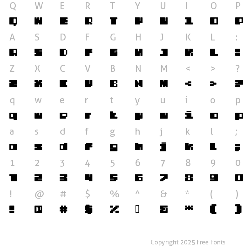 Character Map of DS PTRLNormal Regular