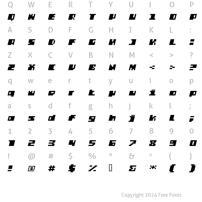 Character Map of DS PTRLSuperPlus Regular