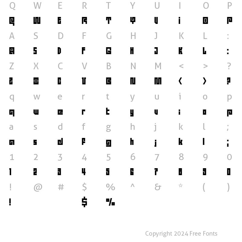 Character Map of DS Quadro Black