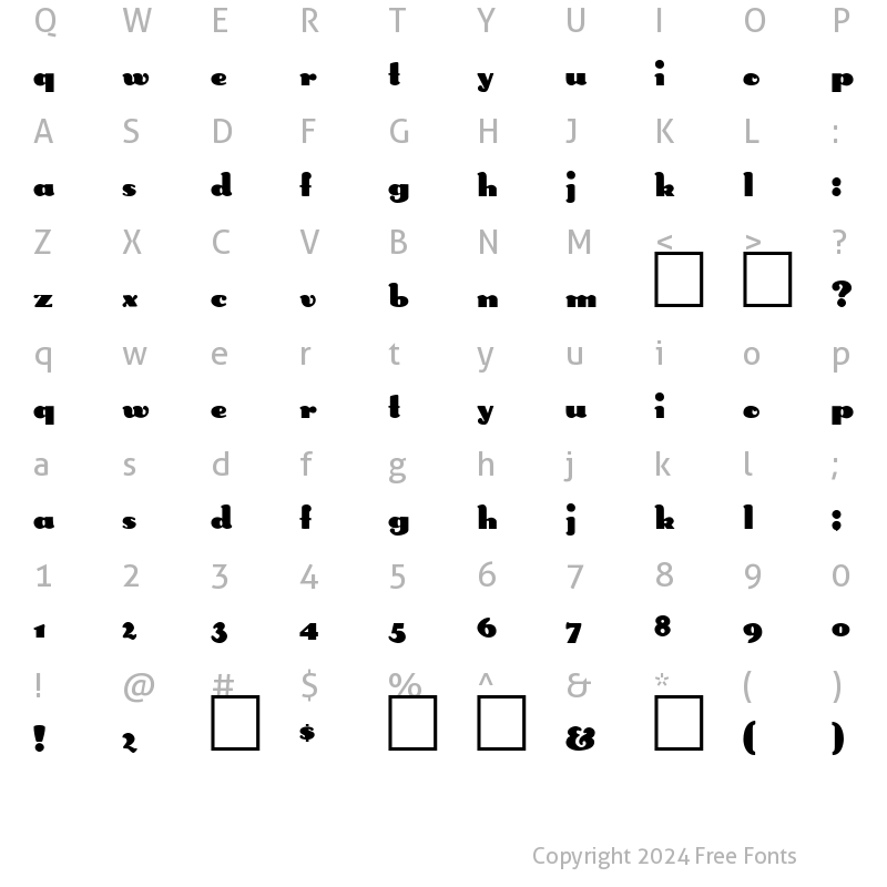 Character Map of DS Rabbit Medium