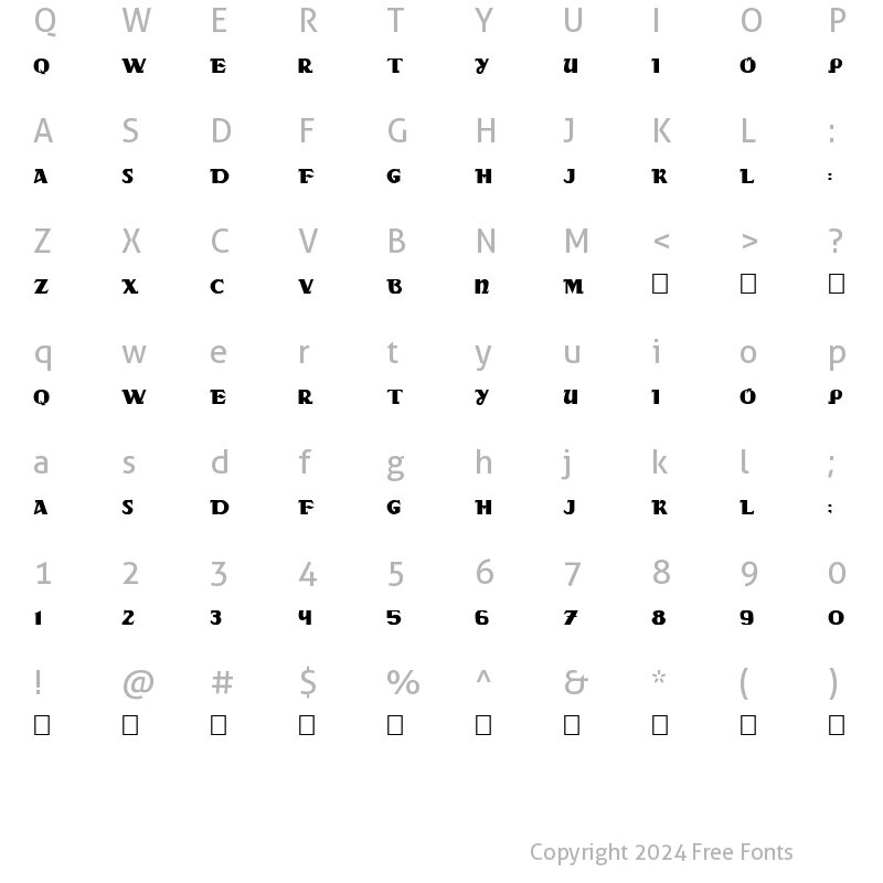 Character Map of DS Rada Regular