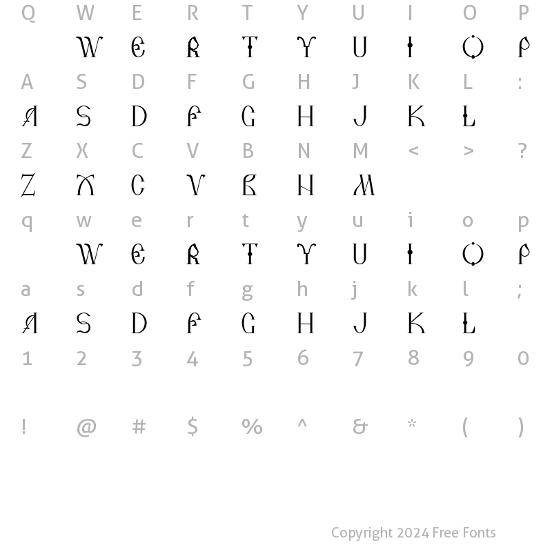 Character Map of DS Russia Demo Regular