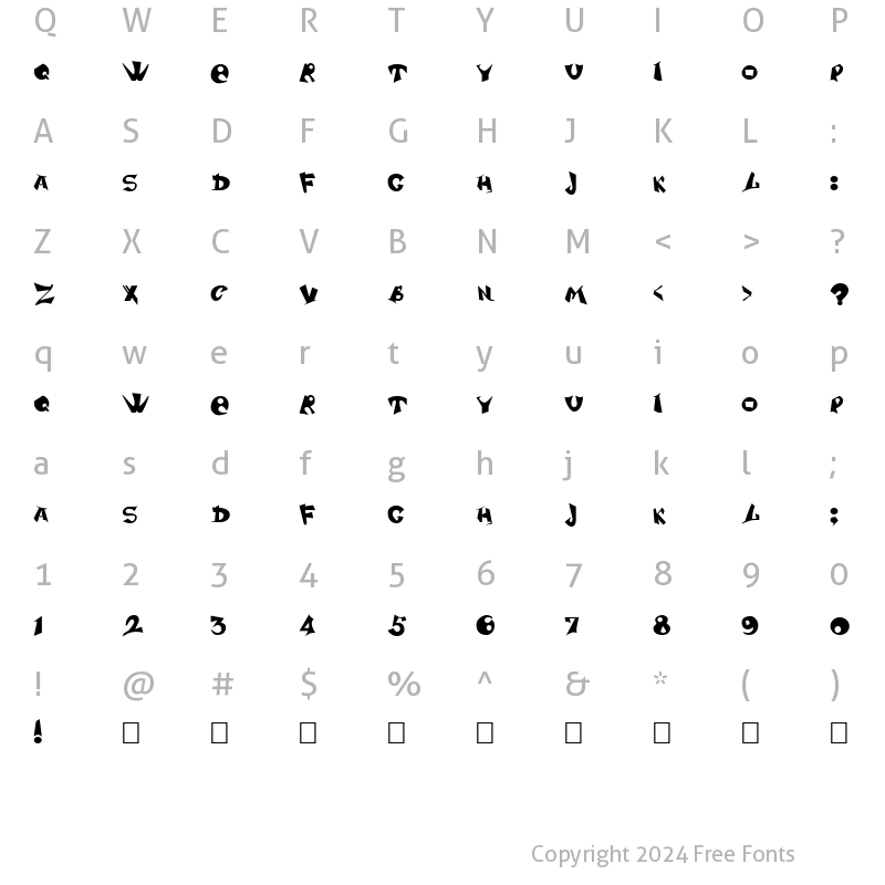 Character Map of DS Sharper Regular