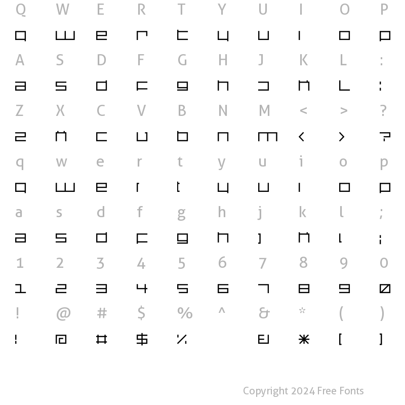 Character Map of DS SQR55 Regular