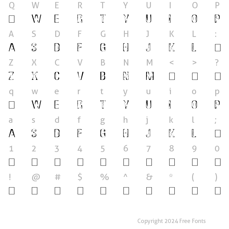 Character Map of DS Stamp Cyr Regular