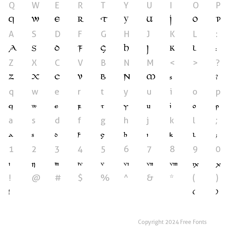 Character Map of DS UncialFunnyHand Medium