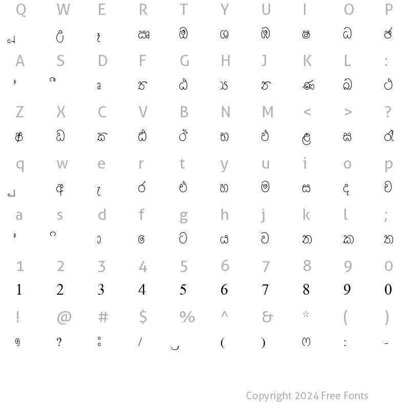 Character Map of DS-waruni Normal