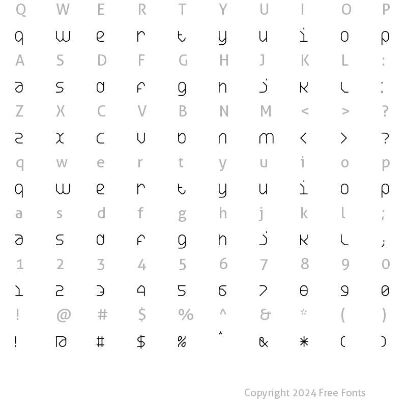 Character Map of DS Yakuti45 Regular