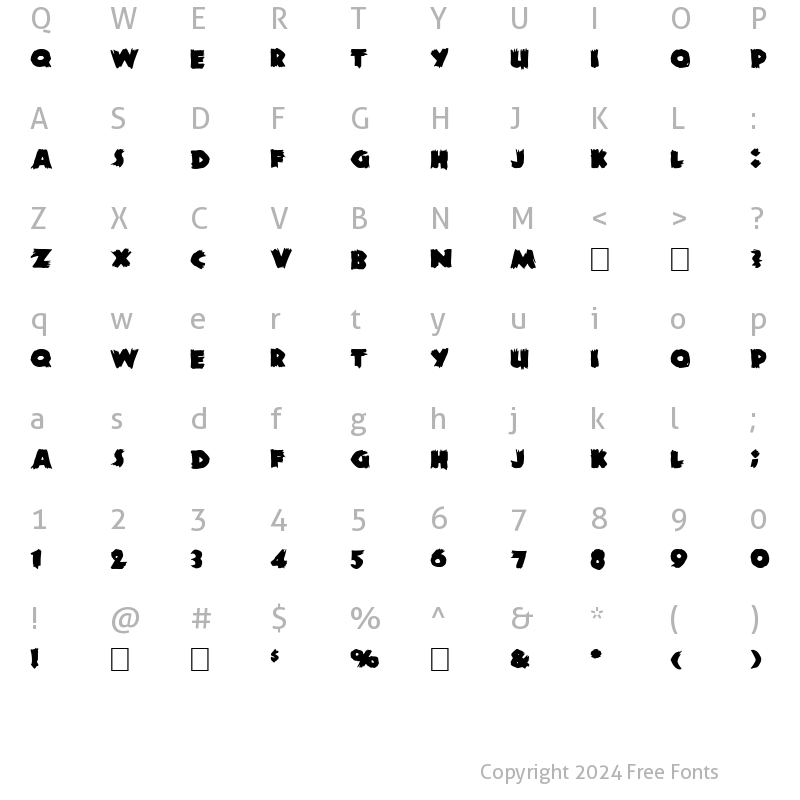 Character Map of DS Zombie Cyr Bold