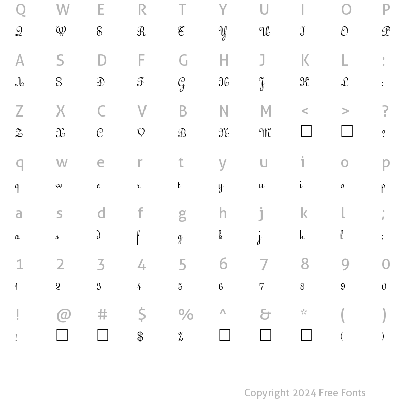 Character Map of Dschidda Regular