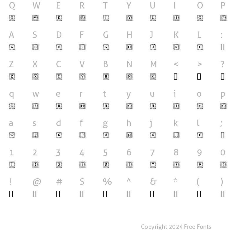 Character Map of DSInitials Normal