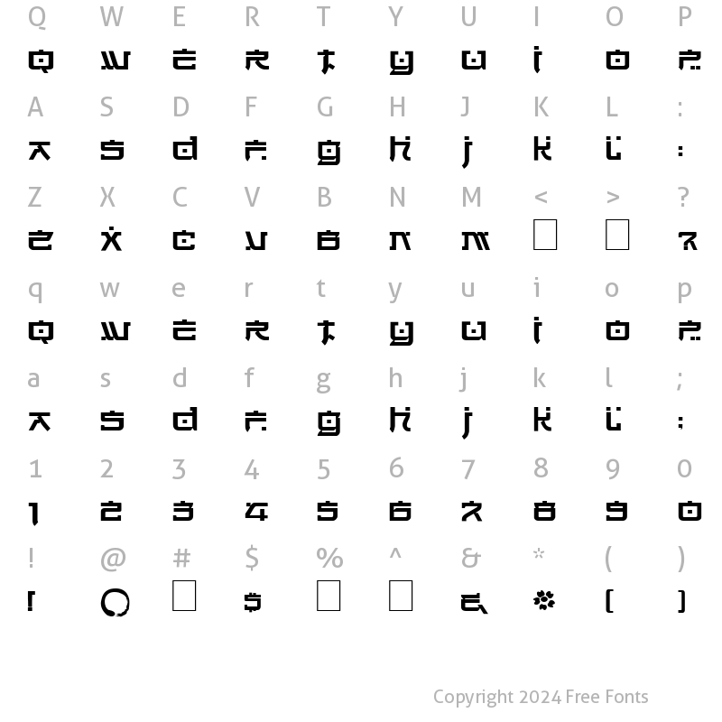 Character Map of DSJapanCyr Normal