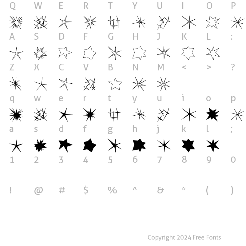 Character Map of DT Twinkle Twinkle Regular