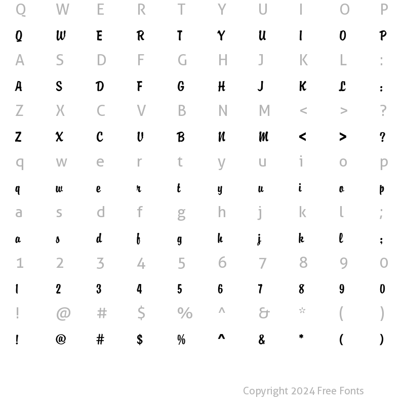 Character Map of DTCBrodyM00 Regular