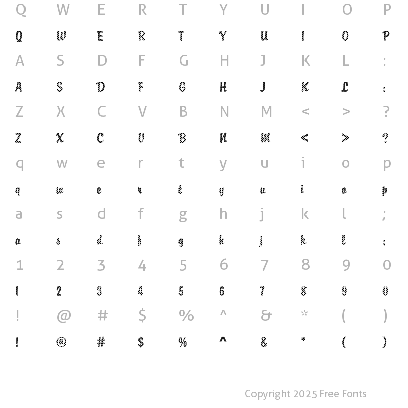 Character Map of DTCBrodyM12 Regular