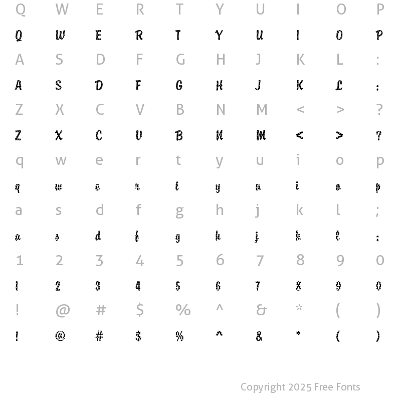 Character Map of DTCBrodyM15 Regular